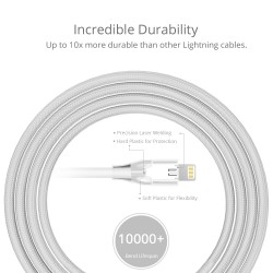 [Apple MFi Certified] Tronsmart 19AWG Double Braided Nylon Lightning Cable 1.2M(4ft)